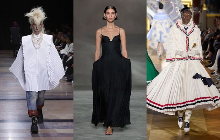 Tren pleat di Paris Fashion Week 2023.