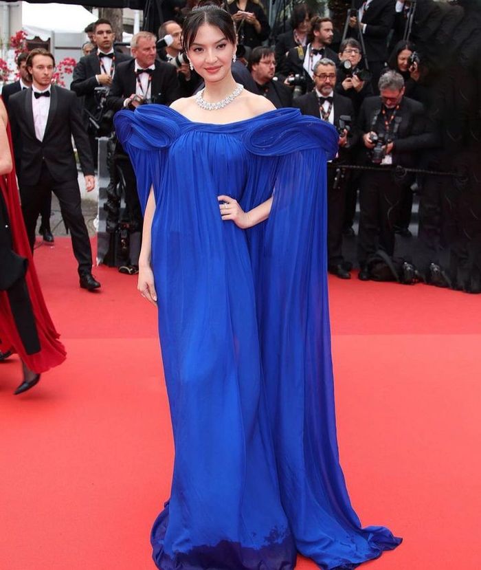 Gaya Raline Shah saat premiere film Killers of the Flower Moon di Cannes Film Festival 2023.