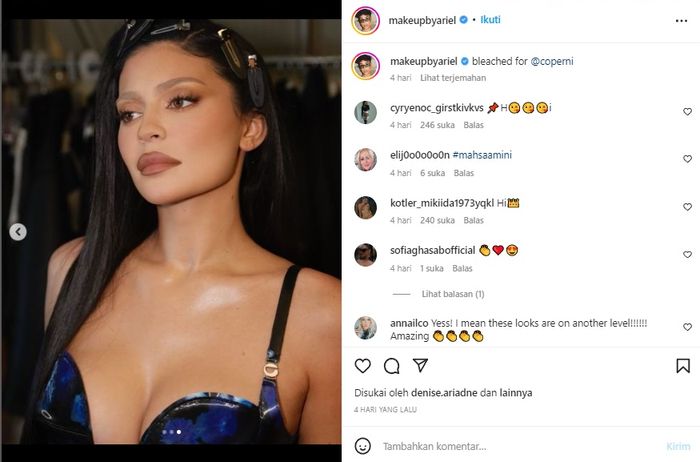Kutipan layar unggahan Instagram dari MUA.